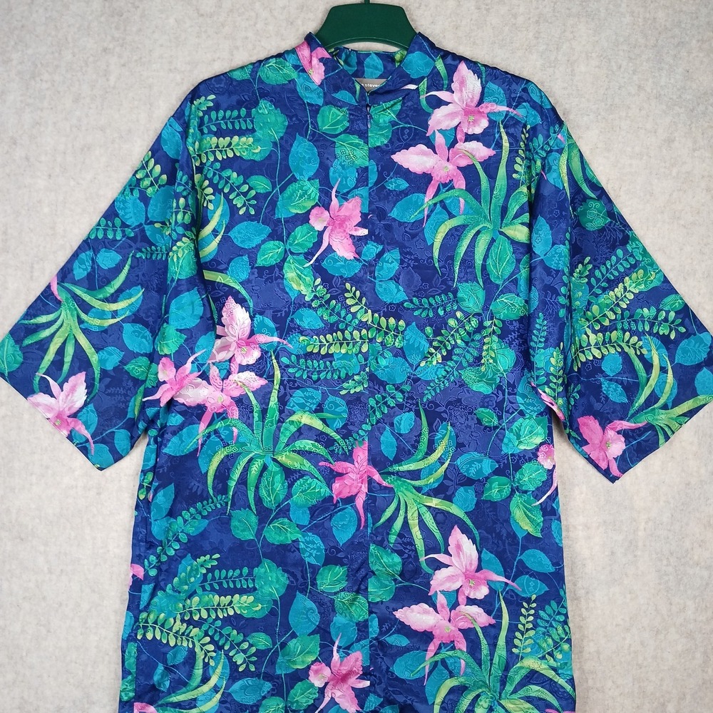 VTG Valerie Stevens House Dress Duster Robe M Floral Maxi Muumuu Tropical